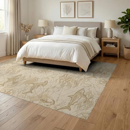 6'x9' Washable Antique Map Area Rug, Tan Foldable Non-Slip Large Carpet for Queen Size Bedroom, Under Bed, Master Bedroom, Foldable Easy Care Carpet| Ref:2067334 - color: Beige/Pattern 31, size: 6' x 9' (Rectangular)