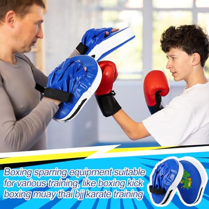 HyDren 2 Pcs Boxing Pad Set for Kids Blue Dragon Punching Mitts and Kicking Pads for Youth Teen Kickboxing Taekwondo Karate MMA Sparring Training Equipment Boys Girls Ages 3-14