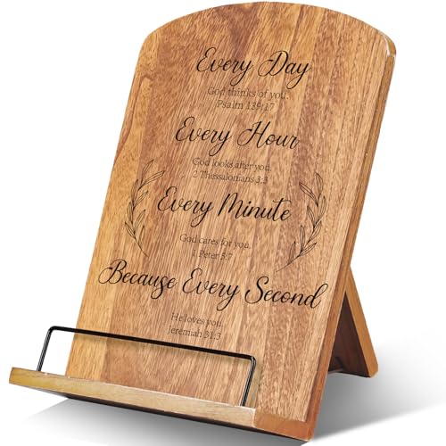 FoldTier Bible Verse Wood Book Holder Cookbook Stand for Kitchen Counter - style: Bible Verse