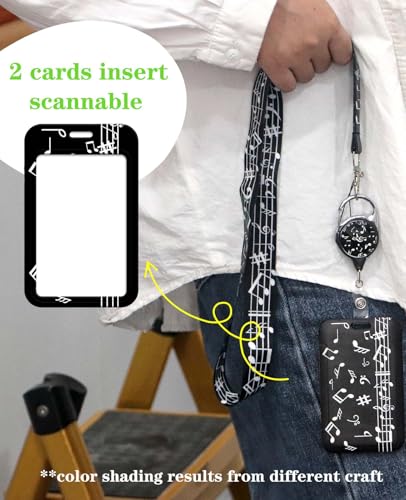 Music Lanyard Badge Holder Retractable Reel Clip for Women Girls Lanyards for ID Badges Keychain Keys - color: Music Art