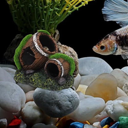 Resin Aquarium Ornaments Broken Wine Barrel Fish Cave Hideout Small Fish Tank Decoration Landscaping Prop for Shrimp