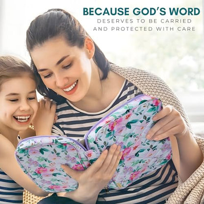 Quilted Bible Case for 6.5 X 9.5 inch Books, Bible Carrying Case for Women, Pink Bible Cover - color: Pink