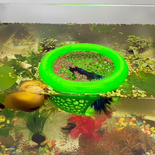Aquarium Floating Betta Fish Skins, Betta or Shrimp Feeder, Cave and Hammock, Small Fish Feeding Rings, Aquarium Hiding Feeding Decorative Accessories (Green) - color: Green
