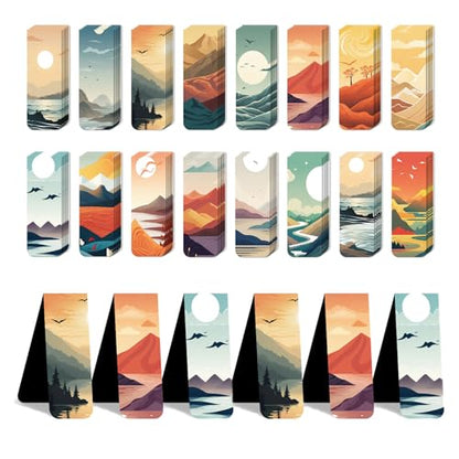 96 Pieces Magnetic Bookmarks Magnet Page Markers - Book Marks for Reading Women & Men with Storage Boxes - Cute Magnet Bookmark Clips for Reading Pleasure（Landscape） - size: 96, style: Landscape Style