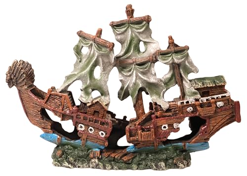Fish Tank Decorations Aquarium Shipwreck Adornment Aquarium Décor Thematic Ornaments Fish Tank Accessories for Shrimp or Betta Fish Hideout - color: Ship