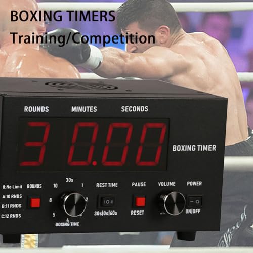 Boxing Interval Timer,Professional Gym Timer with LED Display,Selectable Training Time and Cycle Repetitions,Adjustable Sound Gym Interval Timer Red - color: Red