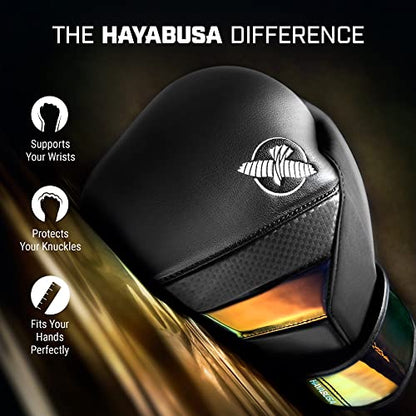 Hayabusa T3 Boxing Gloves - Sparring | Sparring Gloves, Muay Thai Gloves, Kickboxing Gloves, Heavy Bag Gloves, Boxing Gloves for Men and Women, Boxing Gloves - color: Black/Iridescent, size: 12oz