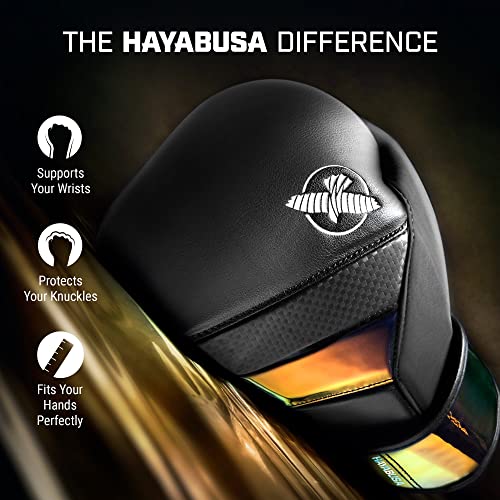 Hayabusa T3 Boxing Gloves - Sparring | Sparring Gloves, Muay Thai Gloves, Kickboxing Gloves, Heavy Bag Gloves, Boxing Gloves for Men and Women, Boxing Gloves - color: Black/Iridescent, size: 14oz