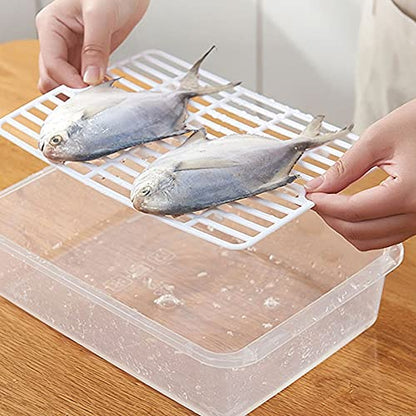 Bento Boxes Food Storage Containers with Removable Drain Plate, for Family, Tray to Keep Fruits, Vegetables, Meat, Fish Etc. Out of The Drippings(Large) - size: Large