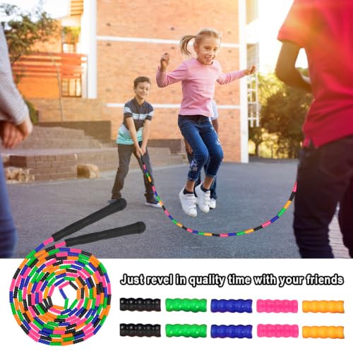 Coolrunner 16 FT Long Jump Rope(2 PACK), Double Dutch Jump Ropes, Soft Beaded Skipping for Kids Adults, Plastic Segmented Long Enough for 4-5 Jumpers - color: Black
