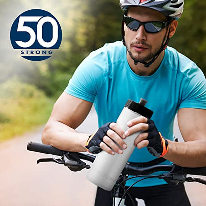 50 Strong Sports Water Bottles – Reusable 22 oz BPA-Free Plastic Bottles with Pull Top Cap – Made in USA – Top Rack Dishwasher Safe – Fits Most Bike Cages Brand - color: Clear, style: 2 Pack
