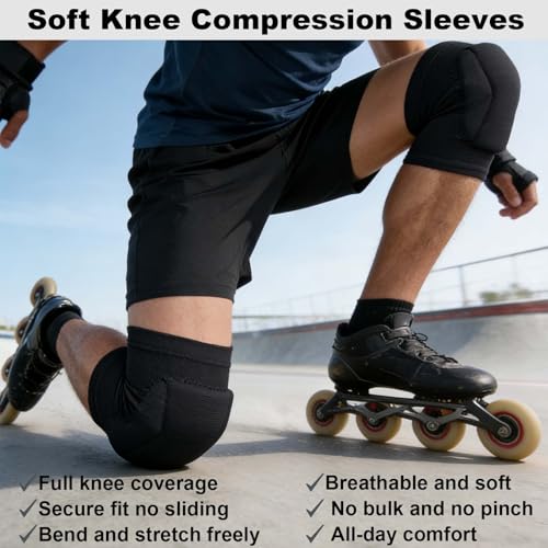 XXL Knee Pads for Volleyball Women & Men, Dance Kneepads for Football Basketball, Soft Padded Knee Sleeve for Skating Wrestling Skateboarding, Elastic & Protective Knee pad for Adult Sports, Black 2XL - size: XX-Large