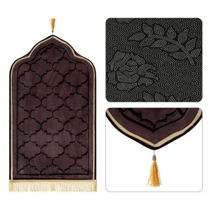 haozaikeji Muslim Prayer Rug Islamic Turkish Prayer Mat Thick Soft Janamaz Sajada Rug Praying Carpet for Ramadan Eid Travel - color: Coffee, size: M 19.69*35.43 inch (50*90cm)