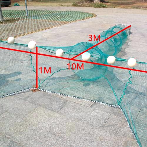 Crab Trap Shrimp Trap Shrimp Net Fish Trap Lobster Trap Minnow Trap Collapsible Portable Net Crab Net Large Inlet with Float and Heavy Duty Chain for Catching Crabs Lobsters Fish - size: 6M