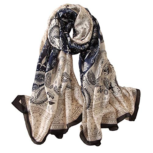 Silk Scarf 100% Mulberry Silk Fashion Scarves Long Lightweight Shawl Wrap - color: W16