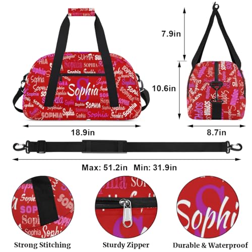 Custom Named Dance Ballet Bag Girls, Weekend Sports Travel Bag, Red | Gym Bag Sports Travel Carry On Duffle Bag - color: Color 13