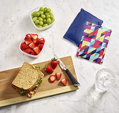 Fit & Fresh Cool Coolers 2 Pack Soft Ice for Lunch Bags, Flexible Stretch Nylon, Durable, Reusable Lunch Box Ice Packs, Soft Ice, Reusable Freezer Packs, Lunch Ice, Easy to Clean, Prism & Cobalt - color: Prism & Cobalt (2 Pack), size: Standard