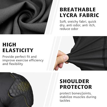 Mens Football Rib Protector with Pads Adult Protective Undershirt Heart Guard for Softball Rugby Lacrosse - size: Medium