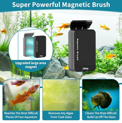 Hygger Aquarium Magnet Glass Cleaner, Magnetic Fish Tank Cleaner With 2 Blades for Glass and Acrylic Aquariums, Aquarium Algae Scraper with Super Strong Magnet for fish tanks 0.25-0.5 inches thick (M) - size: M for Glass Thickness：0.25"-0.5"