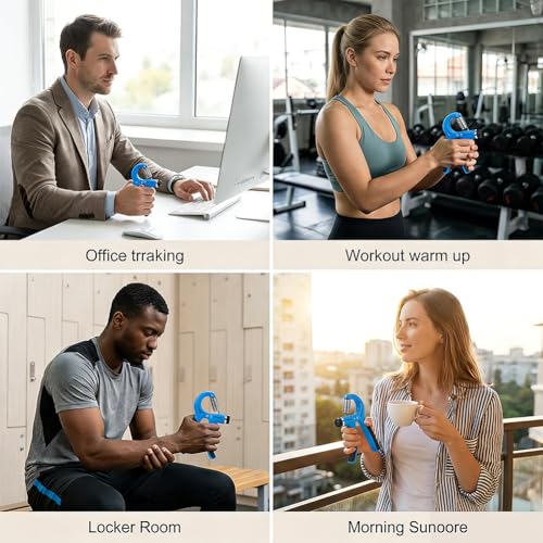 Adjustable Grip Strength Trainer, Blue Hand Gripper for Muscle Building, Ergonomic Hand Exerciser for Rock Climbers