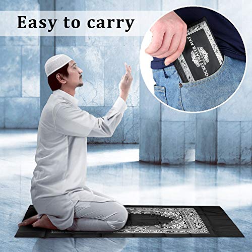 Travel Prayer Mat, 4 PCS 60cm*100cm Portable Prayer Mat, Waterproof Prayer Mat, Prayer Rug, Muslim Travel Prayer Mat, for Ramadan Gifts, Muslim Prayer (Green, Blue, Red, Black)