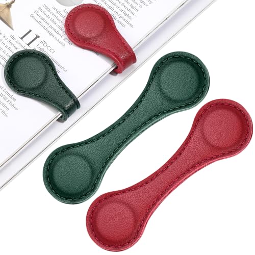 2PCS Magnetic Bookmarks, Leather Magnetic Bookmarks for Women Men - color: Burgundy/Dark Green