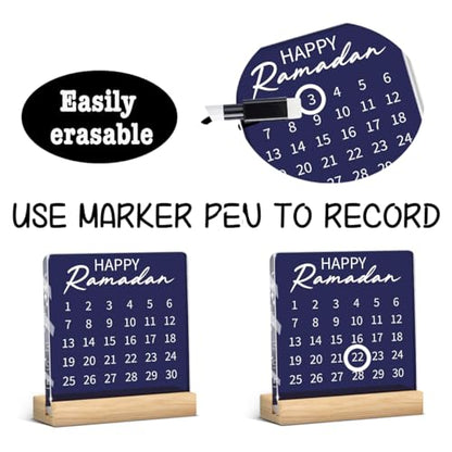 Islamic Ramadan Countdown Decor Ramadan Decorations for Home Table Eid Mubarak Decorations Happy Ramadan Acrylic Sign for Farmhouse Desk - style: Rustic