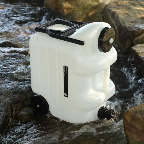 REDCAMP 7.4 Gal Water Container with Wheels & Spigot | Portable Rolling Emergency Camping Water Jug with Folding Handle | BPA Free Food Grade Water Storage Tank for Camping, Hiking 2 Pack (28L, White) - color: White 28l, 2 Pack