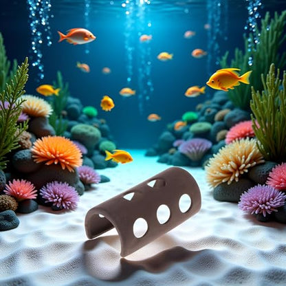 Brown Fish Tank Cave Aquarium Shelter Ceramic Shrimp Decoration Hide Ornament Breeding Aquarium Décor Thematic Ornaments