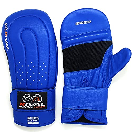 RIVAL Boxing RB5 Bag Mitt Gloves, Bare-Fist Punching Feel, Zero Resistance Training for Triggering Fast Twitch Muscles - color: Blue, size: X-Large