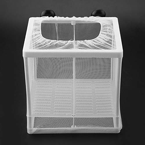 Fish Breeder, Large Breeder Net with Suction Cups, Nylon Mesh Fish Fry Hatchery Isolation Box Separation Net for Fish, Plants, Shrimp on Aquarium Tank, 6.2 x 6.2 x 5.5in