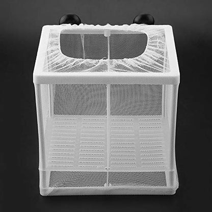 Fish Breeder, Large Breeder Net with Suction Cups, Nylon Mesh Fish Fry Hatchery Isolation Box Separation Net for Fish, Plants, Shrimp on Aquarium Tank, 6.2 x 6.2 x 5.5in