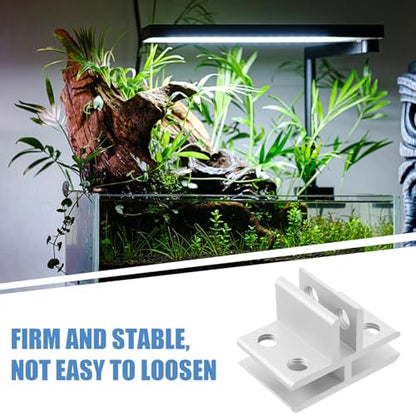 Ciieeo Glass Clamp T-Type Bracket Metallic Holder Clip for 5-8mm Glass Aquarium Fish Tank Shelf Support Terrarium Screen Cover Clamps