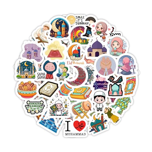 100Pcs Islamic Stickers for Ki_ds, Muslim Stickers for Water Bottle and Laptop - Islam Party Supplies & Decorations, Ramadan Waterproof Vinyl Decals, Gifts for Women & Men - color: Islamic Stickers