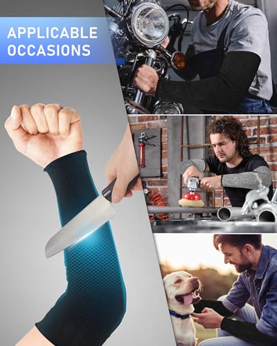 Geyoga 2 Pairs Arm Sleeves Guards Skin Protectors.X-Large;Hppe;Black, Gray - color: Black, Gray, size: X-Large, style: Hppe