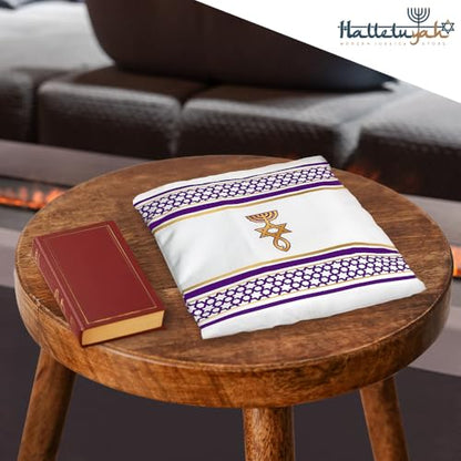 HalleluYAH Messianic Tallit Prayer Shawl 72"x 22" with Bag For Men & Women - color: Dark Purple