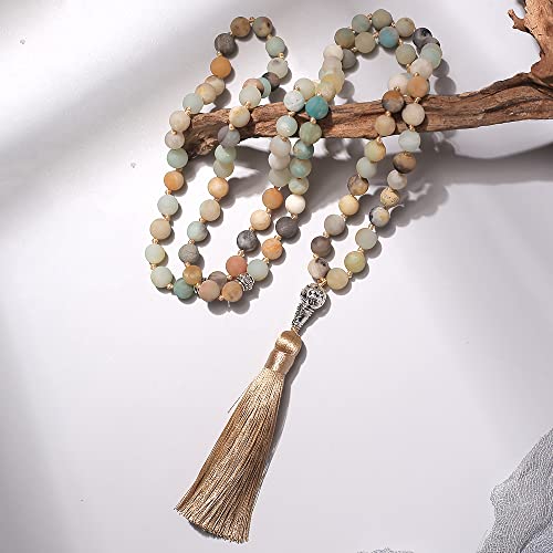 Tasbih Prayer Beads Allah & Muhammad Islamic Prayer Rosary Muslim Islam Misbaha Tasbeeh Sibha 99 Prayer Beads Necklace 33 Prayer Beads Bracelet - color: 8mm Amazonite 99 Beads