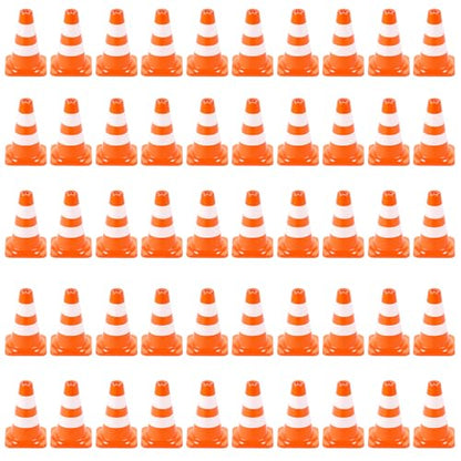 Mini Traffic Signs 50pcs Miniature Traffic Cones Barricades Signs Traffic Scene Roadblock Cones Road Sign Models Early Educational Cognitive Safety Cones for Street Signs Training Party Sports