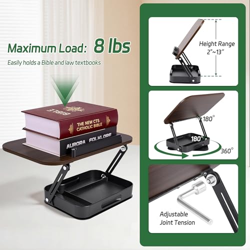 Rotating Book Stand with Storage, 360 Swivel Book Holder for Desk, Heavy Bible Stand Black - style: Book Stand(Storage)