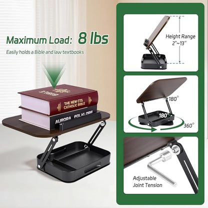 Rotating Book Stand with Storage, 360 Swivel Book Holder for Desk, Heavy Bible Stand Black - style: Book Stand(Storage)