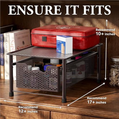 Simple Houseware Stackable Cabinet Basket Drawer Organizer, Bronze - color: Bronze, size: 1-Tier