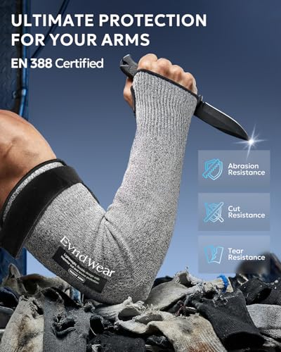 Evridwear Cut Resistant Protective Sleeves Gardening Sleeves Arm Protectors for Thin Skin and Bruising Farming, Industrial - size: Large