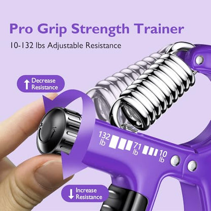 FitBeast Grip Strengthener 팔뚝 강화제, 근력 훈련 및 재활을 위한 조절 가능한 핸드 그립 강화제, 4.5-59.9kg(10-132파운드) 저항, 운동 선수 및 물리 치료에 이상적 (1개) - color: 퍼플.