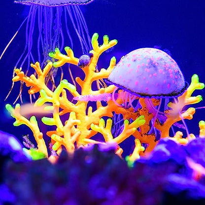 VOCOSTE Soft Silicone Glowing Aquarium Simulation Coral 4.33", Fluorescence Floating Aquatic Artificial Coral for Fish Tank Decoration, Orange