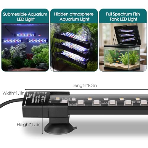 hygger Dual-Channel Controller Submersible Aquarium LED Light, 24/7 Mode Full Spectrum Hidden Fish Tank Light with 3 Rows Beads 7 Colors Auto On Off, Adjustable Timer Brightness (3)