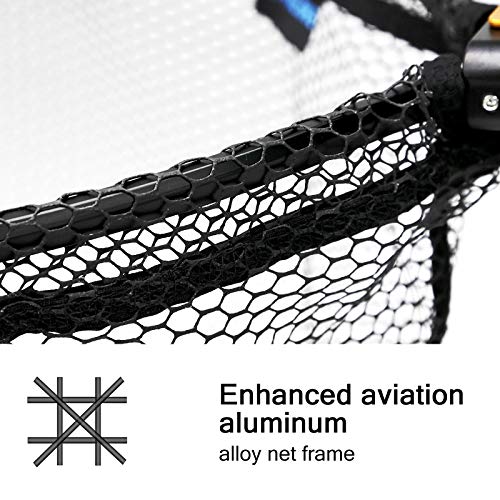 SANLIKE Collapsible Telescopic Fishing Net Rubber Coated Fresh/Salt Water | Rubber Coated Net, Aluminum Pole, Non-Slip Rubber Handle, One-click Storage, Belt Clip, Various Sizes - color: Black, size: Small