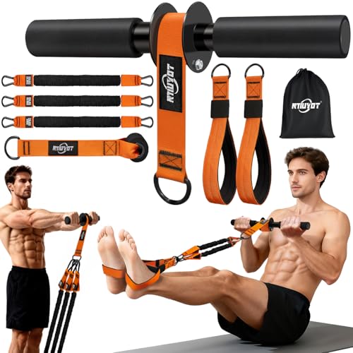 195LBS Heavy Duty Pedal Resistance Band with Handle, Sit Up Exercise Equipment for Men | Foot Pedal Exerciser Band for Home Gym, Abs, Core, Arm & Leg Strength Training - color: 1-Orange