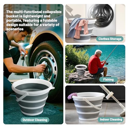 Collapsible Water Bucket (10L / 2.6 Gal) – Portable, Easy to Carry & Store, Ideal for Car Wash, Cleaning, Camping, Fishing and Outdoor Activities with Collapsible Handle Design - size: 1 Pack