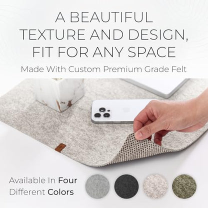 Nordik Felt Desk Mat - Large Felt Desk Pad - Stone Oat Beige (35 x 17 in) | Premium Desk Matt for Desktop, Full Desk Keyboard Mouse Pad, High Quality Felt and Non-Slip Rubber Liner for Home and Office - color: Stone Oat
