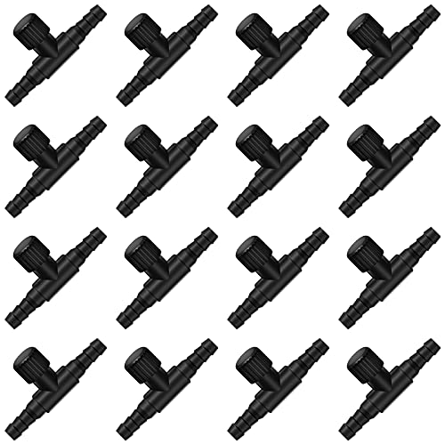 Honoson 30 Pieces Aquarium Air Control Valve T Shaped Air Pump Control Valves Single Way Plastic Flow Regulator for 4 mm Hose Line Tubing Connector(Black) - color: Black